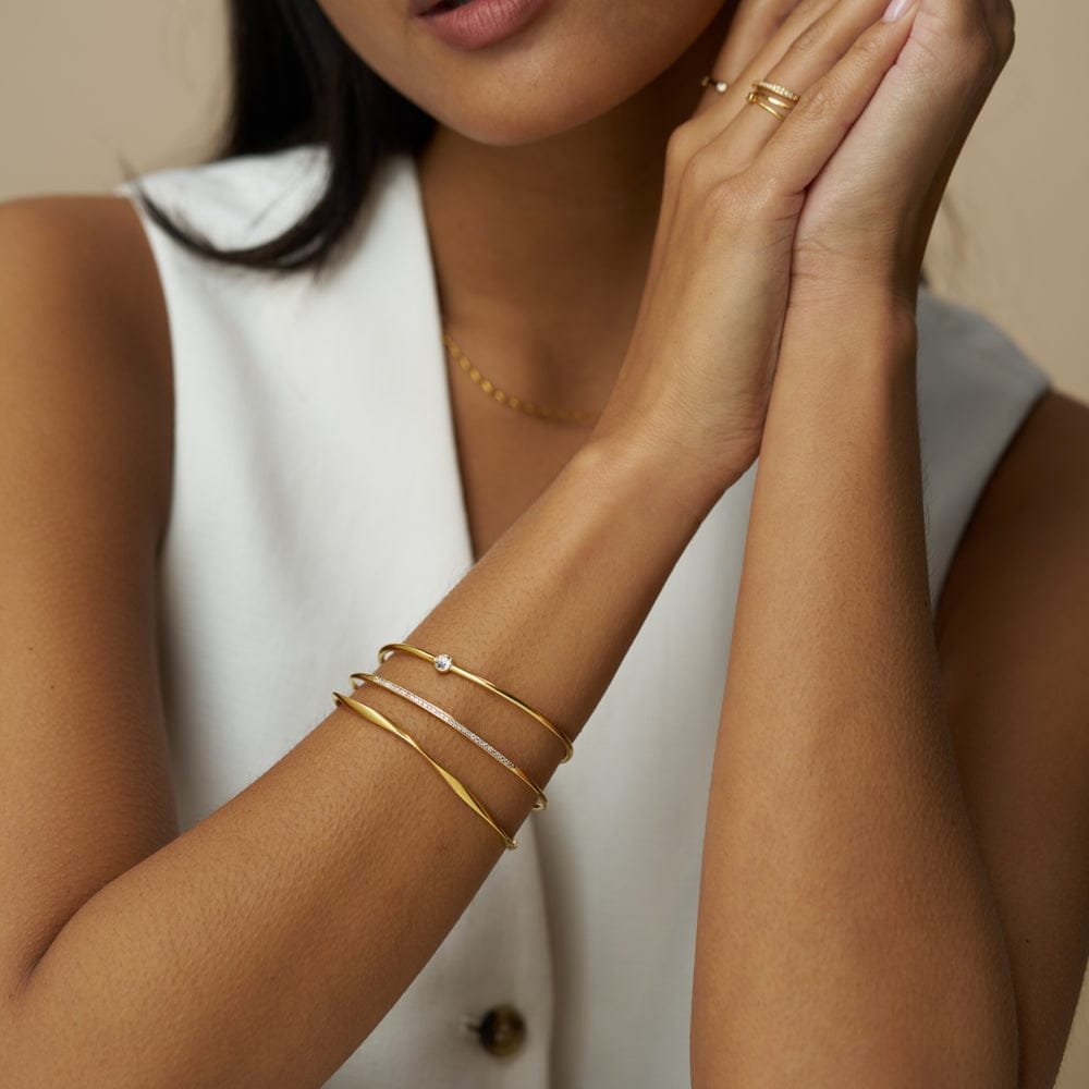 Fine Crystal & Wave Wrist Stacking Set - Image 2