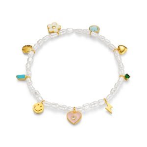 Pearl & Eclectic Charm Beaded Stretch Bracelet