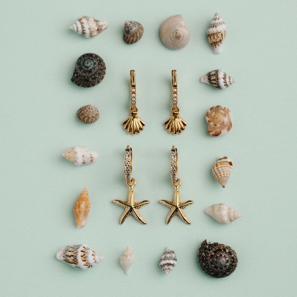Pearl & Shell Micro Hoop Earrings - Image 3