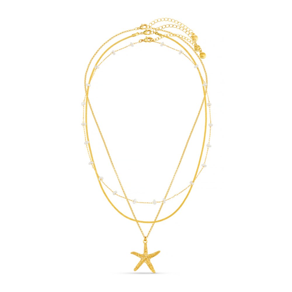 Starfish & Pearl 3-Row Necklace - Image 5