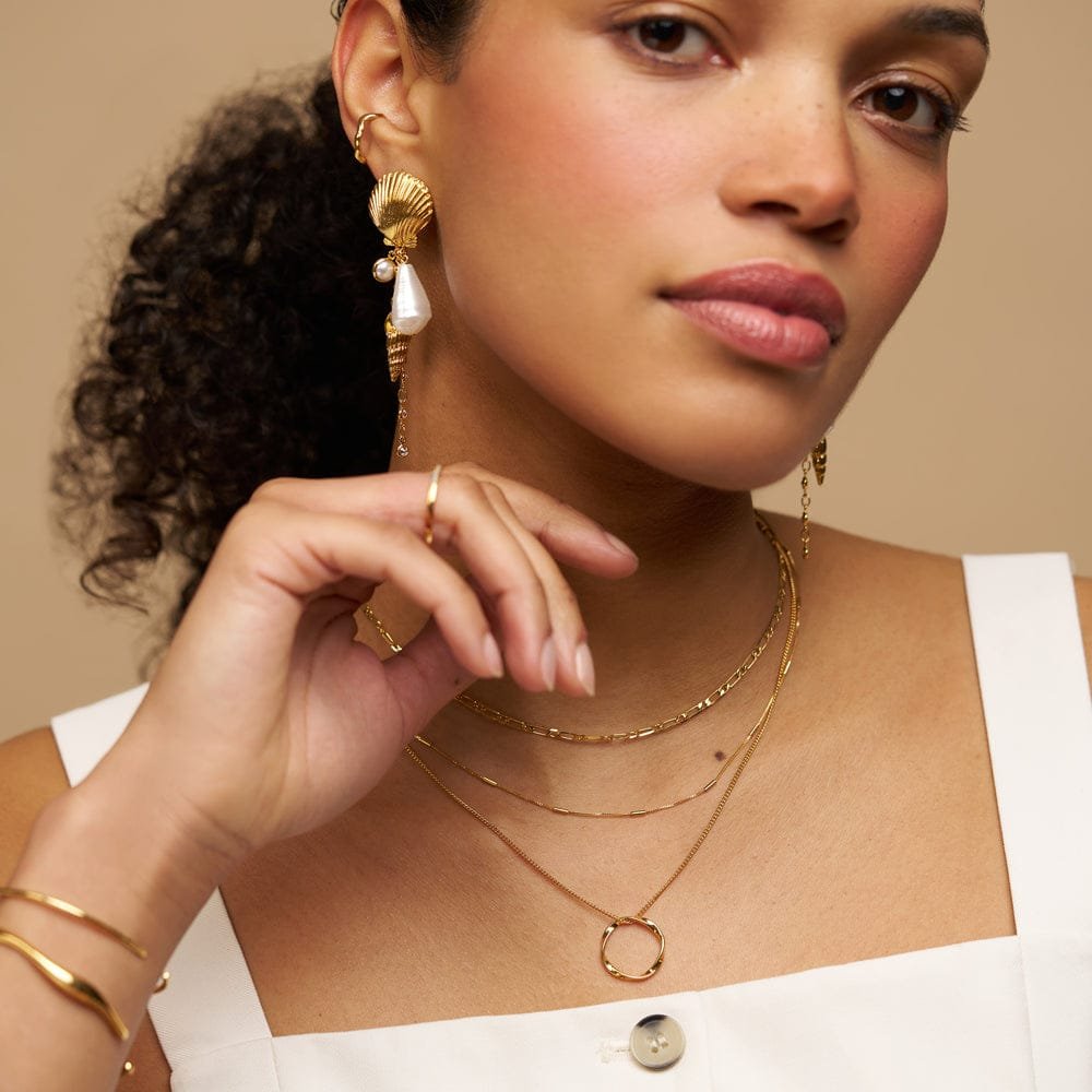 Statement Mixed Shell & Pearl Drop Earrings - Image 2